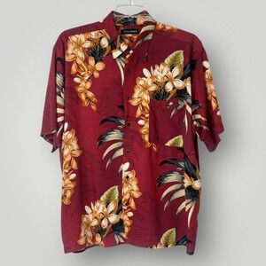 John Henry Men's XL Short Sleeve Tropical Hawaiian Button‎ Up Collared Shirt